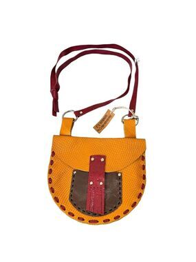 Handmade Stitched Snake Print Leather Crossbody Shoulder Bag NWT